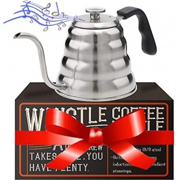 Whistling Stainless Steel Gooseneck Pour Over Coffee Kettle&tea Gifts Pot with Thermometer for Exact Temperature-40 fl oz Water Kettle Stovetop for Hand Drip Coffee-Works on Stove and Any Heat Source