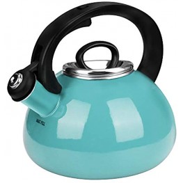 Whistling Tea Kettles AIDEA 2.3 Quart Ceramic Tea Kettle for Stovetop Induction Enameled Interior Tea Pot for Anti-Rust Audible Whistling Hot Water Kettle for Kitchen Easter Gift -Turquoise