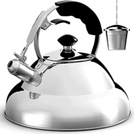 Willow & Everett Whistling Tea Kettle for Stove Top 2.75 Quart Tea Pots for Stove Top w  Stainless Steel Mirror Finish & Strainer