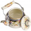 Yarlung 2.5L Porcelain Enameled Teakettle with Ceramic Handle Enamel Teapot Floral Colorful Tea Kettle for Stovetop Hot Water No Whistling