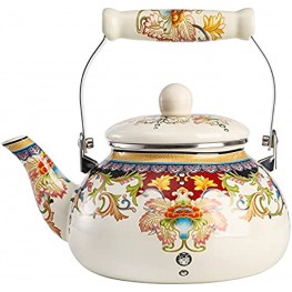Yarlung 2.5L Porcelain Enameled Teakettle with Ceramic Handle Enamel Teapot Floral Colorful Tea Kettle for Stovetop Hot Water No Whistling