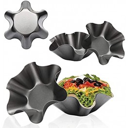 Aybloom Tortilla Pan Set 6pcs Non-Stick Carbon Steel Taco Salad Bowl Makers Tortilla Shell Pans Black