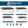 KOMUEE 8-Pieces Glass Baking Dish with Lids Rectangular Glass Baking Pan Bakeware Set with BPA Free Lids Baking Pans for Lasagna Leftovers Cooking Kitchen Fridge-to-Oven Nesting for Space-Saving
