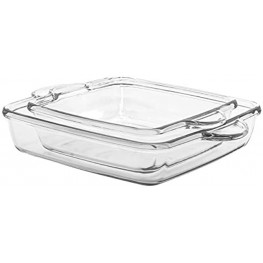 Red Co. Square Clear Glass Casserole Baking Dish with Side Handles 2 and 3 Quart Two Piece Set 13" and 10.5"