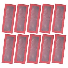 Useful 10PCS Clear PVC Window Swiss Roll Paper Boxes Rectanglar Long Cake Dessert Boxes Baking Packing Boxes Red