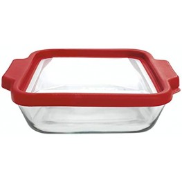 Anchor Hocking 8-InchSquare Glass Baking Dish with TrueFit Cherry Lid -