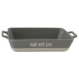 Creative Co-Op Large "Made with Love" Grey Rectangle Stoneware Baking Dish