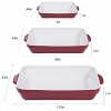 Hlyluoyi Ceramic Bakeware Set Lasagna Pan with Handles Ceramic Rectangular Baking Dishes for Oven Cooking Kitchen Banquet Cake Dinner 9x13 Inches Casserole Dish Set of 3 Red