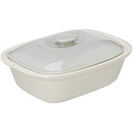 Le Regalo Stoneware Rectangular Bakeware Dish with Lid 10.5"x7.5"x3" Off-White