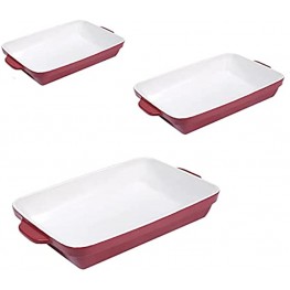 Pusalxl Ceramics Rectangular Baking Dish Set 3 pc Red
