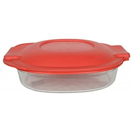 Pyrex 1 702 2.5 Quart Roaster Glass Dish 1 702-PC Red Roaster Plastic Lid