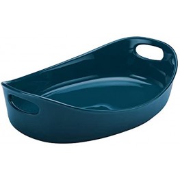 Rachael Ray Stoneware Bubble and Brown Oval Baker 4.5-Quart Marine Blue