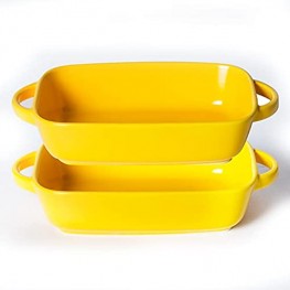 Xiteliy Ceramic Bakeware Set Small Size Baking Dish Lasagna Pans with Casserole Dish Square Pan with Double Handle TL-BKW-7.5'' Yellow