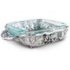 Arthur Court Metal Pyrex Glass Casserole Dish Holder in Grape Pattern Sand Casted in Aluminum with Quality Hand Polished Design Tarnish-Free 13.5 inch Long 2 Quart Removable Glass Dish Included