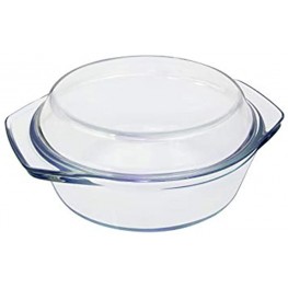 Clear Round Glass Casserole by NUTRIUPS | With Lid Heat Cold and Shock Proof,Oven Freezer and Dishwasher Safe,0.65 L