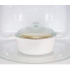 CorningWare Glass-Ceramic Pyroceram Round Classic Casserole 2.4 Quart 2.25 Liter Cooking Pot with Handles & Glass Cover White Medium