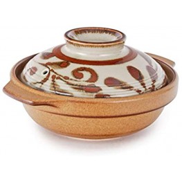 Hinomaru Collection Authentic Japanese Donabe Porcelain Hot Pot Casserole Earthenware Clay Pot Preseasoned Made In Japan 14.25 fl oz 6.5D Brown