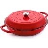 Lawei Enameled Cast Iron Casserole Braiser Pan with Lid 3.8 Quart Round Enamel Cookware Skillet for Cooking