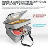 POJORY Insulated Casserole Carrier for Hot or Cold Food Double Decker Casserole Dish Carrier Lasagna Holder Tote for Parties Picnic Potluck Beach Camping Fits 9x13 Baking Dish Grey