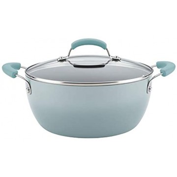 Rachael Ray Classic Brights Collection Porcelain II 5.5 Qt. Covered Casserole Sky Blue