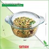 Simax Round Glass Casserole Dish: Clear Glass Round Casserole Dish with Lid and Handles Deep Covered Bowl for Cooking Baking Serving etc. Microwave Dishwasher Oven and Stove Safe Cookware – 2.9 Quart