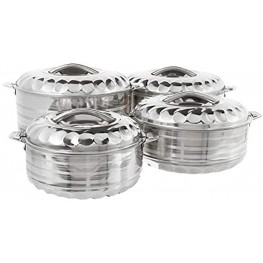 Vinod 4-Piece Insulated Casserole Food Warmer Cooler Hot Pot Gift Set 4000mL+5000mL+7500mL+10000mL Stainless Steel