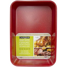 casaWare Grande Lasagna Roaster Pan 18 x 12 x 3-Inch Extra Large Ceramic Coated NonStick Red Granite