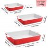 Krokori Baking Dishes Ceramic Baking Pans Lasagna Pans Bakeware Set Baking Tray Set for Cooking Lasagna Kitchen Dinner Cake Banquet and Daily Use with Double Handle 11.6x7.8 inches of 3PCSRed