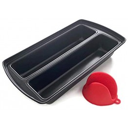 Mwnxia Lasagna Dual Pan Nonstick | Bread Baking Pan | Loaf Tin 15 x 8.5 x 3 Complete with One Silicone Oven Mitt Divided Bakeware for Cakes Loaves Casseroles & Lasagne