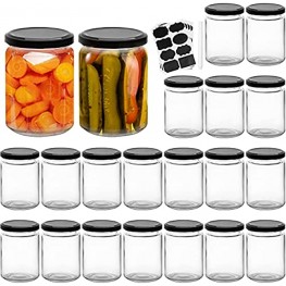 12 oz Glass Jars Woaiwo-q 20 Pack Clear Round Candle Jars with Black Metal Lids for DIY Dessert,Jam,Dry Goods Canning Jars for Honey,Candy,Wedding Favors,Shower Favors