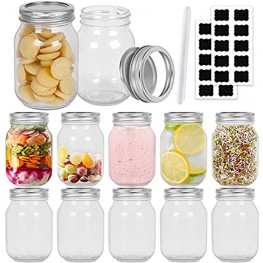 16 oz Glass Mason Jars 12 Pack 500ml Canning Jars with Regular Mouth Lids Glass Jars Storage Containers for Overnight Oats Jam Jelly Honey Beans Spice Wedding Party Favor Shower Favors