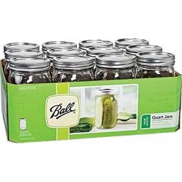 Ball Mason 32 oz Wide Mouth Jars with Lids and Bands Set of 12 Jars.