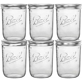 Bedoo Wide Mouth Mason Jars 16 oz with Lids and Bands 6 PACK Half Quart Mason Jars with Airtight Lids  Clear Glass Canning Mason Jars Set of 6 Wide Mouth