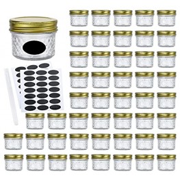 Encheng 4oz Glass Jars With Regular Lids,Mini Wide Mouth Mason Jars,Clear Small Canning Jars With Gold Lids,Canning Jars For Honey,Herbs,Jam,Jelly,Baby Foods,Wedding Favor,Shower Favors 40 Pack … …