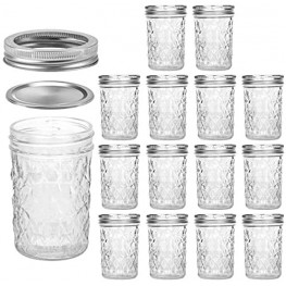 Mason Jars 8 OZ VERONES 8 OZ Canning Jars Jelly Jars With Regular Lids Ideal for Jam Honey Wedding Favors Shower Favors Baby Foods 15 PACK