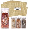 SWOMMOLY 48 Glass Spice Jars with 703 Spice Labels Chalk Marker and Funnel Complete Set. 48 Square Glass Jars 4OZ Airtight Cap Pour sift Shaker Lid
