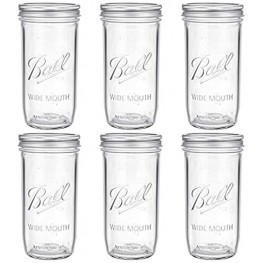 Tebery 6 Pack 24oz Clear Glass Jar Ball Mason Jars Canning Glass Jars with Wide Mouth Lids For Canning Fermenting Pickling Freezing
