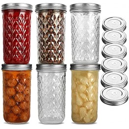 Wide Mouth Mason Jars 22 oz VERONES 22 OZ Mason Jars Canning Jars Jelly Jars With Wide Mouth Lids Ideal for Jam Honey Wedding Favors Shower Favors Baby Foods 6 PACK,EXTRA 6 Lids with Straw Hole