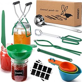 Canning Kit 35pcs Canning Supplies Starter Kit for Beginner Home Canning Tool Set for Canning Pot Stainless Steel Canning Accessories Equipment for Food Fruit Pickle by LEONICE Green