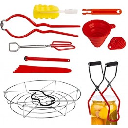 CJBIN Canning Kit Essentials Canning Supplies Canning Starter Kit for Beginner with Canning Rack Stainless Steel Canning Tongs Jar Lifter Canning Funnel Jar Wrench Bubble Popper for Canning Pot