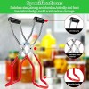O'woda Canning Jar Lifter with Rubber Grips Set 4 Piece Home Canning Tool Set Long Handle Canning Tongs Stainless Steel Lifter Cans Gripper for Jars Safe and Secure Grip Red