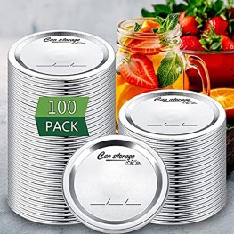 [100 Count] Wide Mouth Canning Lids for Mason Jar Ball Kerr Jars Split-Type Metal Mason Jar Lids for Canning Food Grade Material 100% Fit & AirtightSilver