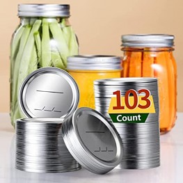 103-count,regular mouth canning lids for ball Kerr Jars Split-Type Metal Mason Jar Lids for Canning Food Grade Material,100% Fit & Airtight,Silver 70 MM Lids