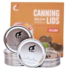 12 Mason Jar Canning Lids Regular Mouth For Cans | Split-Type Anti Rust Metal Food Grade Material | Preserve Your Non-Canned Food | Bands or Rings Not Included
