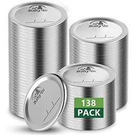 138-Count,Regular Mouth Mason Jar Lids,with Silicone Seals Rings For Ball- Kerr Jars Canning Split-Type Metal Jar Lids Leak Proof Food Grade Material,100% Fit & Airtight Anti-Rust，70MM Silver