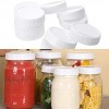 16 Pcs Wide Mouth Mason Jar Lids,Plastic Mason Jar Lids with Sealing Rings,White Plastic Storage Caps for Mason Canning Jars-Leak-Proof & Anti-Scratch Resistant Surface