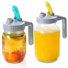2 Pack Regular Mouth Mason Jar Flip Cap Lids with Handle Airtight and Leak-Proof Seal Easy Pouring Spout Jar Not Included