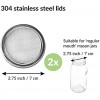2 Pack Seed Sprouting Jar Lids | For 2.75 Regular Mouth Mason Jars | Fresh Sprouts at Home | Strainer Screen for Canning Jars | 304 Stainless Steel Lid for Growing Broccoli Alfalfa Beans & More