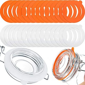 30 Pieces Silicone Jar Gaskets Leak-Proof Silicone Jar Seals Replacement Sealing Silicone Rings Airtight Silicone Gasket Sealing Rings for Regular Mouth Canning Jar 3.75 Inches White and Orange