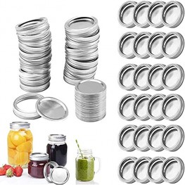 48 Pcs Canning Lids and Bands Lids for Regular Mouth Mason Jars Leakproof Storage Can Covers Caps and Rings Disc with Silicone Seals Regular Mouth